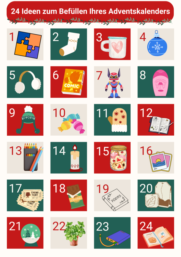24 ideas for filling your advent calendar.
