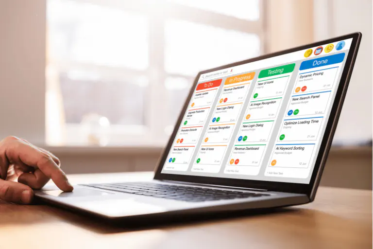 trabalho ágil com um quadro Kanban
