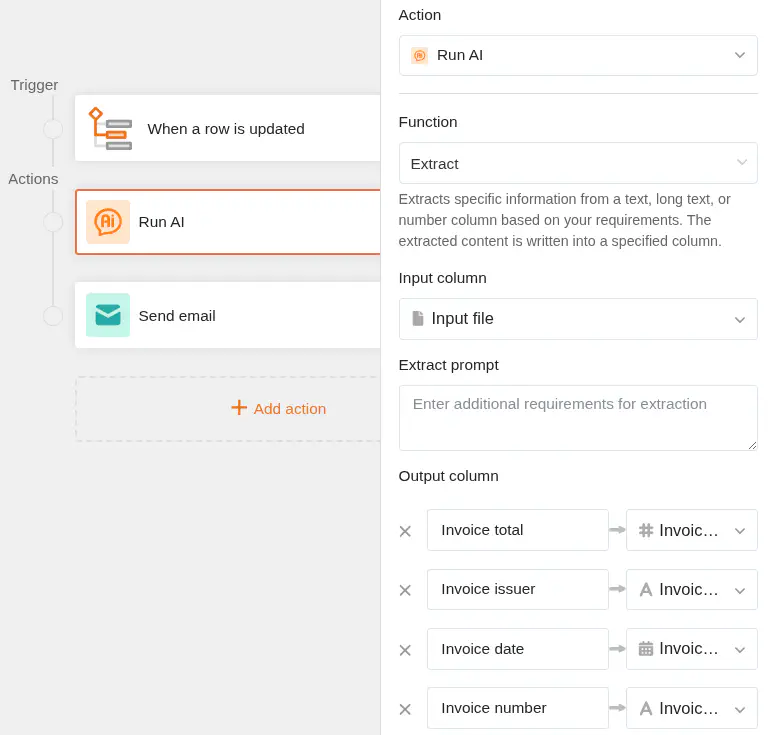 Automation wizard with AI automations in SeaTable 6.0