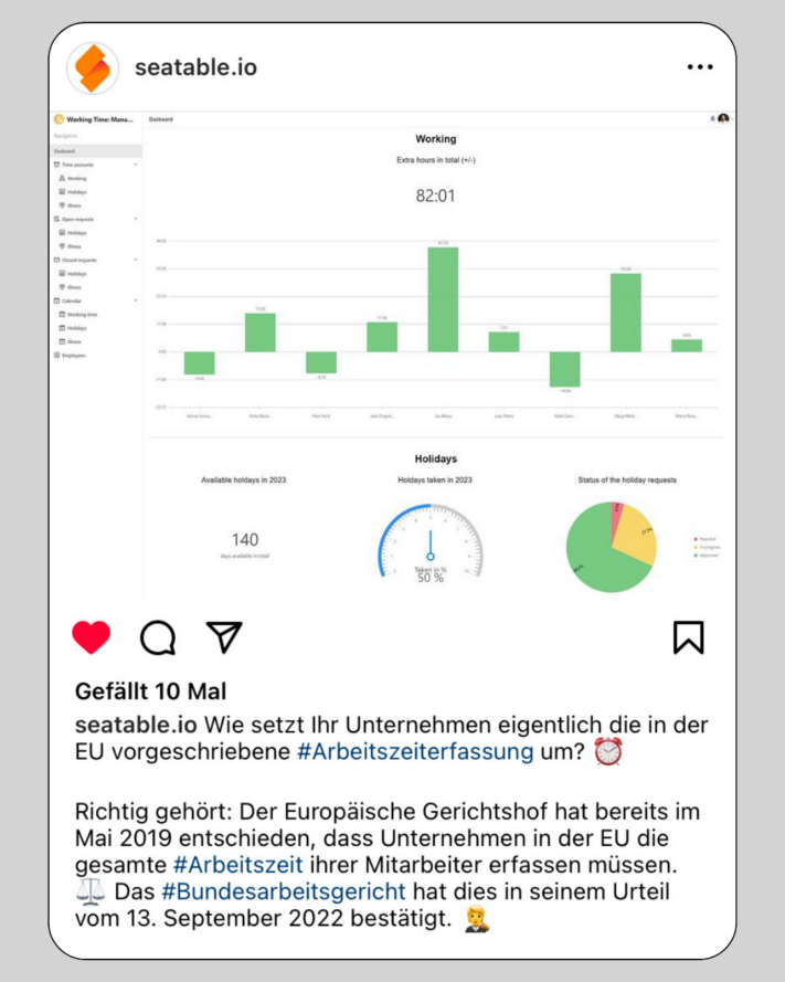Infopost sur un jugement concernant la saisie du temps de travail comme idée de contenu.
