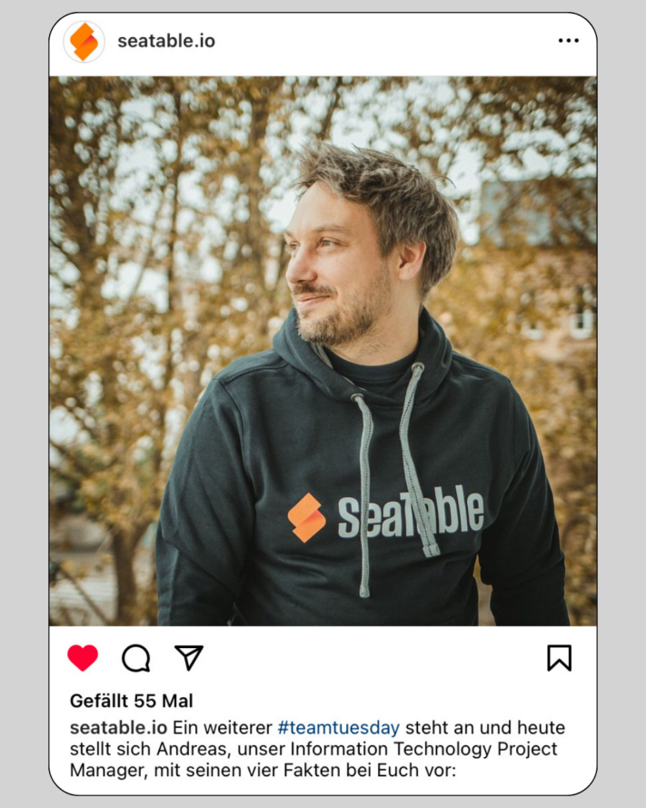 Instagram post introducing the team