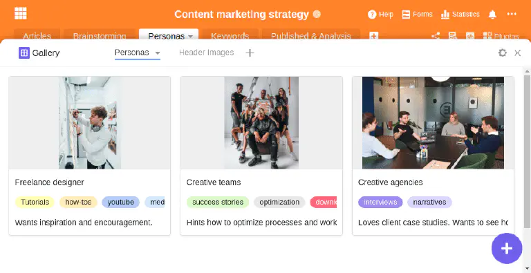 Description of the Buying Personas in SeaTable