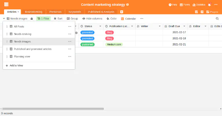 Individual views for each employee