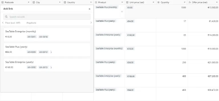 CRM_SeaTable_Product selection
