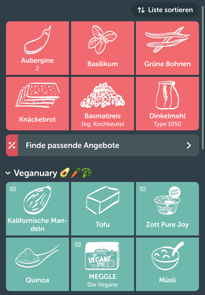 The shopping list app “Bring!”