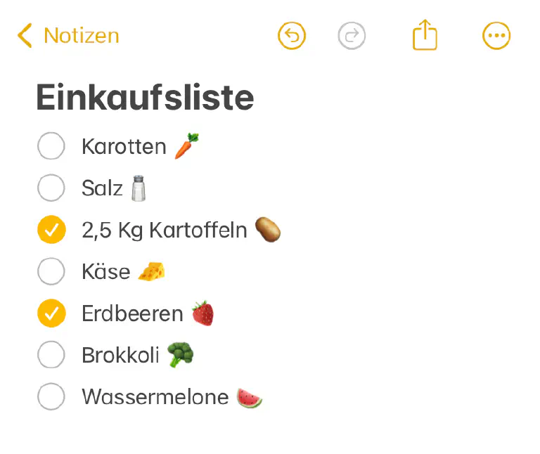 Notes app for purchases