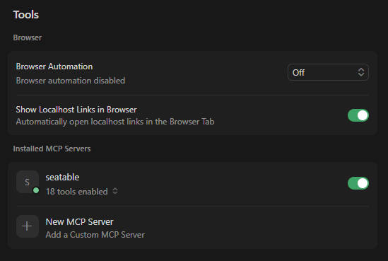 Статус подключения сервера MCP в Cursor