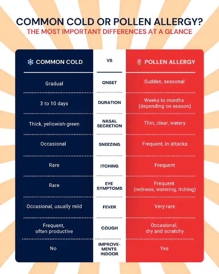Infografía sobre los síntomas de la fiebre del heno