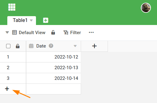 Create a new row