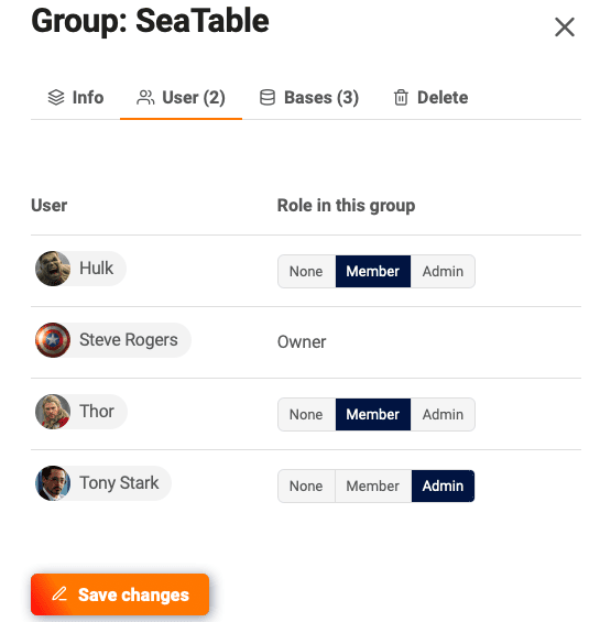 Auswahl der Teammitglieder und Hinzufügen zur Gruppe