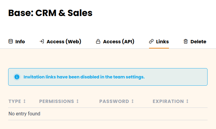 Message d&rsquo;erreur Lien d&rsquo;invitation dans l&rsquo;administration d&rsquo;équipe