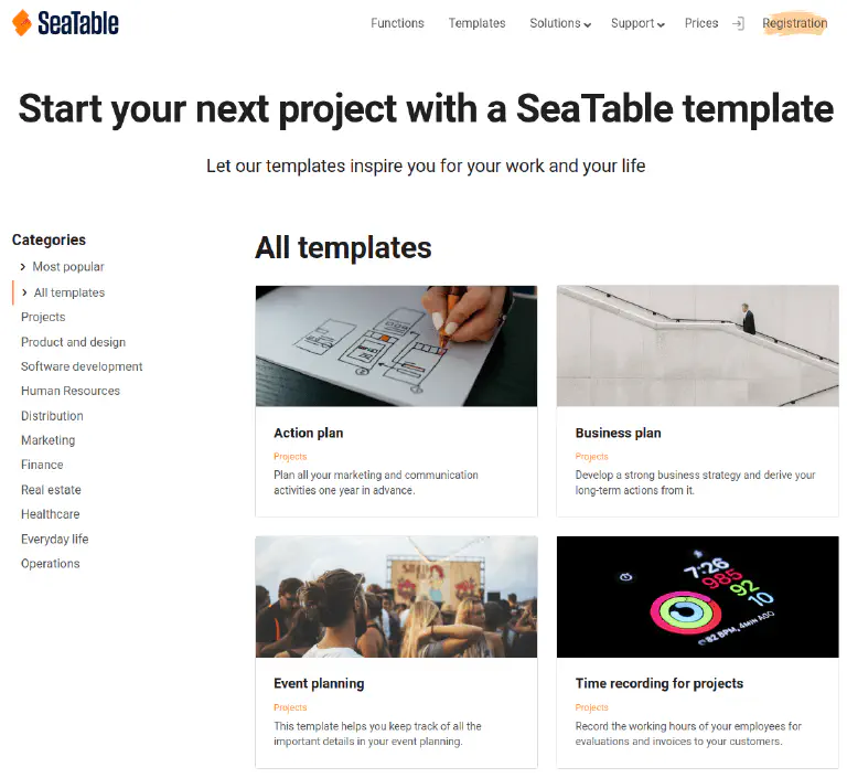 Plantillas de seatable.io