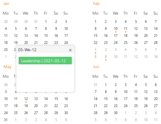 Resumen del año en el plugin de calendario