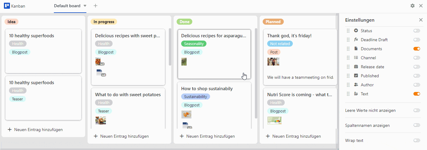 Opciones de reglas del plugin Kanban