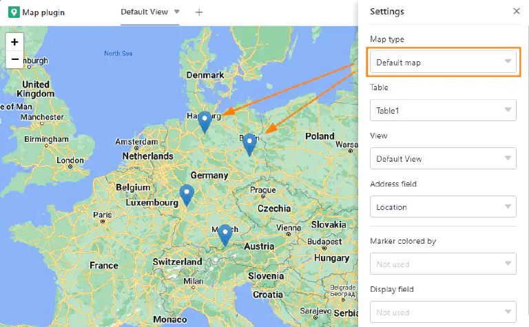 Mapa plugin el mapa por defecto