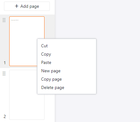 Le menu déroulant des pages dans le plugin de page.