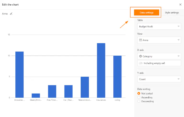 Crear nuevo gráfico en el módulo de estadísticas.