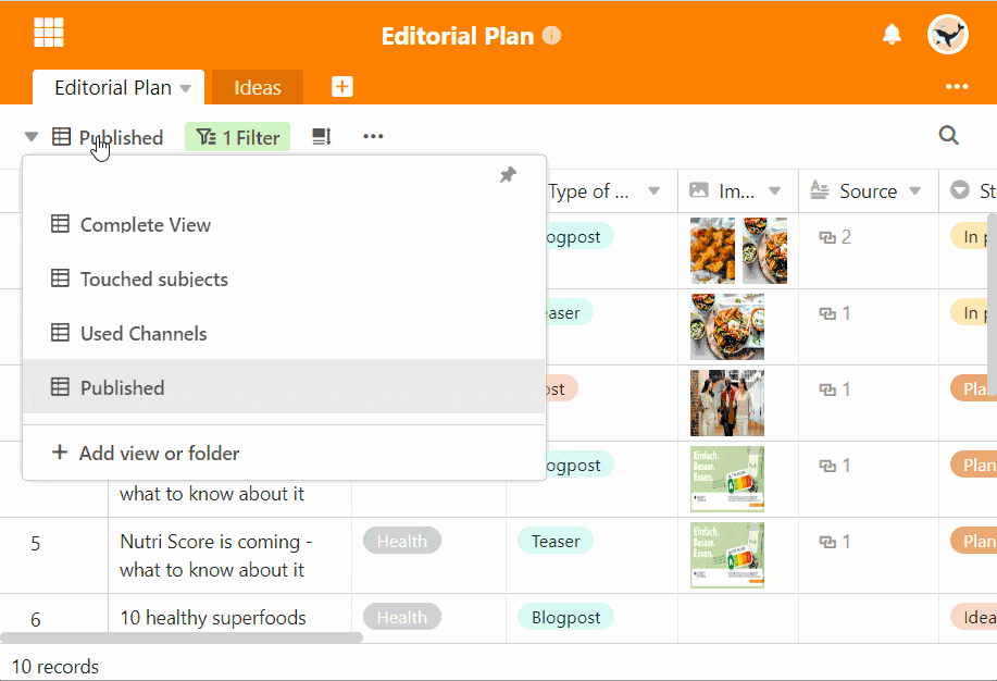 Group views in folders