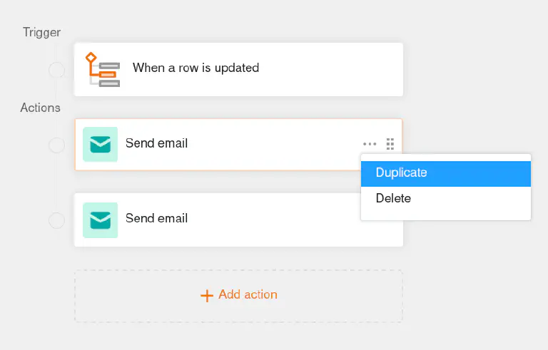 Automations-Aktionen duplizieren