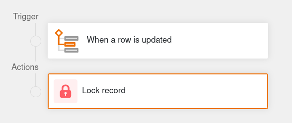 Definition der Automations-Aktion: Sperren eines Eintrags in der Tabelle