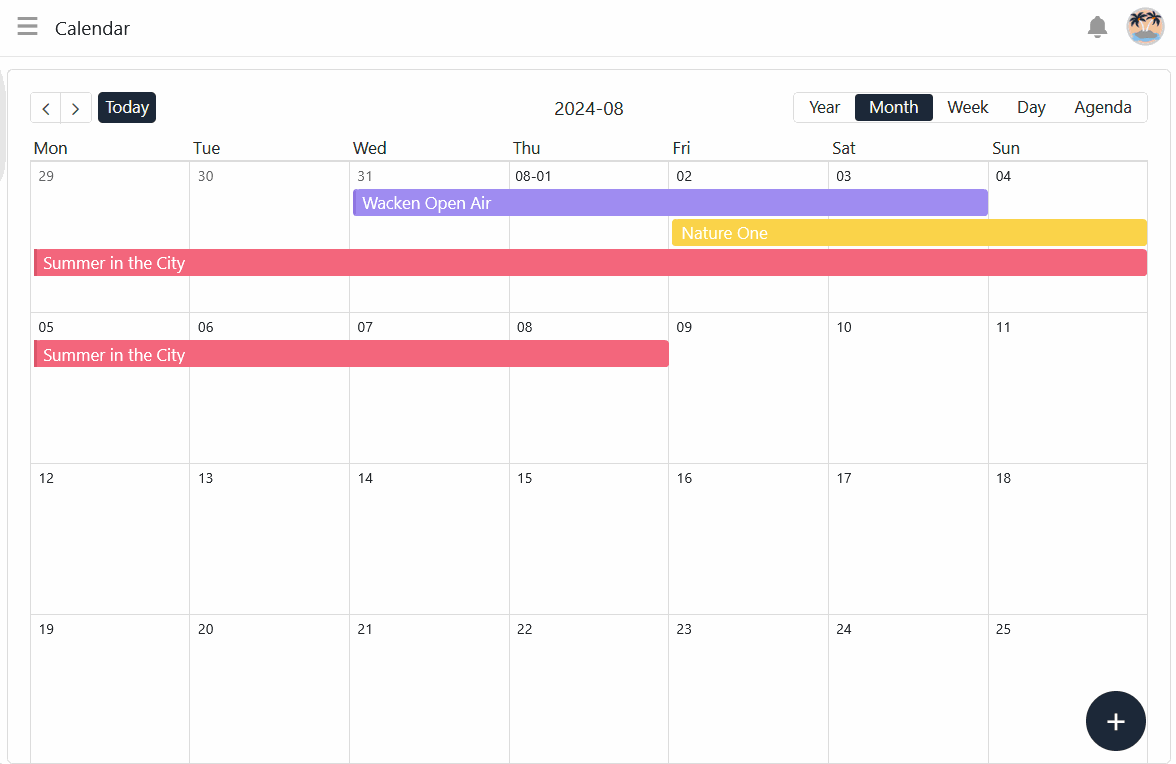Добавление записи в календарь в приложении