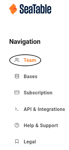 Cliquez sur l’option de menu Équipe