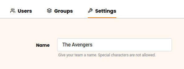 Ändern des Teamnamens