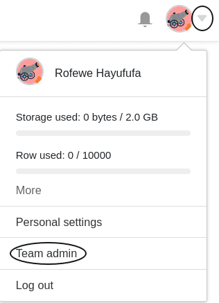 Open the team administration