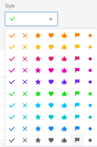 Параметры стиля для флажков