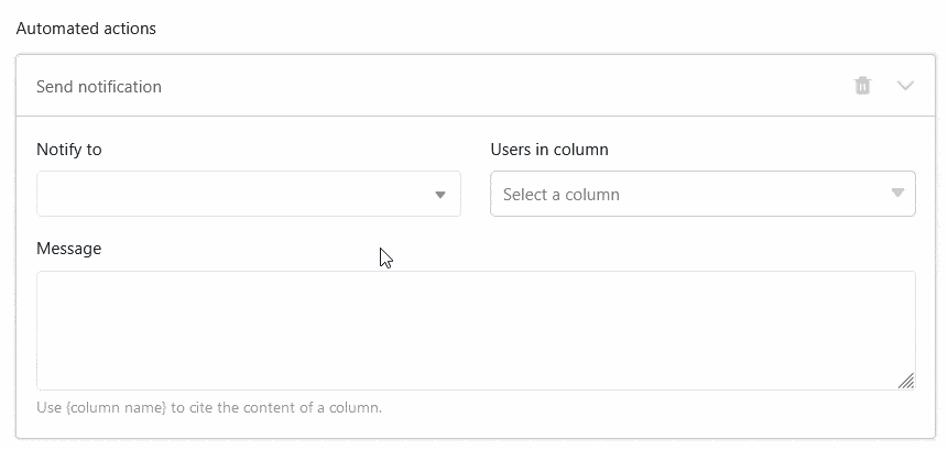 Collaborator column for automated notifications