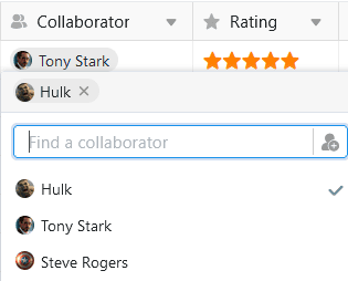 Select persons with access to a base in the collaborator column