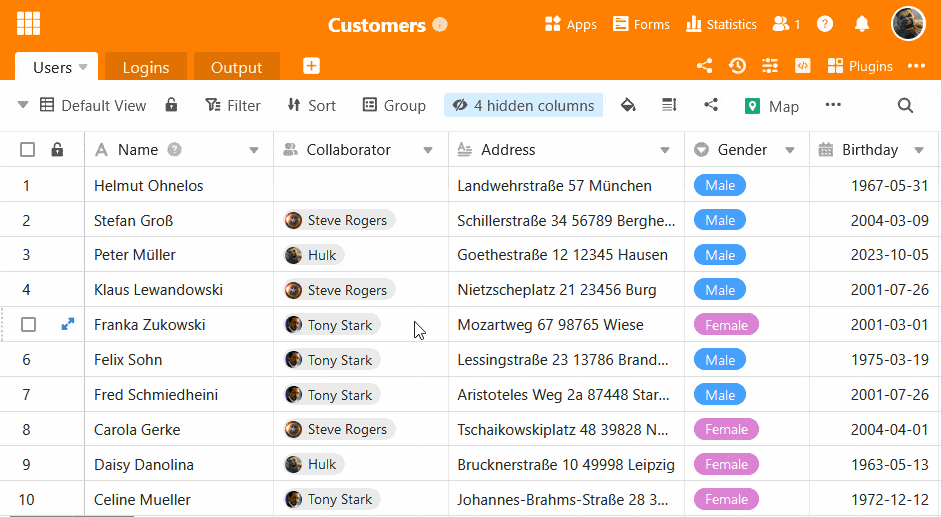 Enter team members without access to a base in the collaborator column