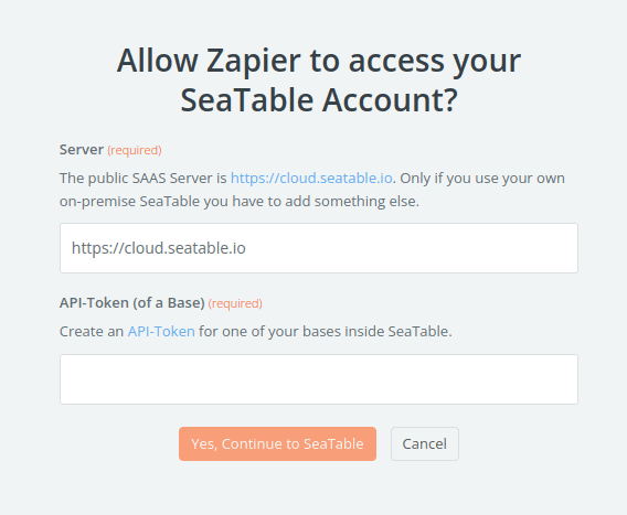 Enter your API token and confirm.