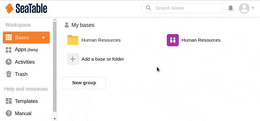 Create a folder in the folder overview