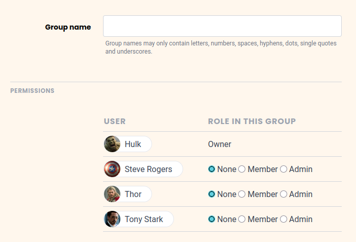 Weisen Sie den Teammitgliedern die gewünschte Rolle in der Gruppe zu