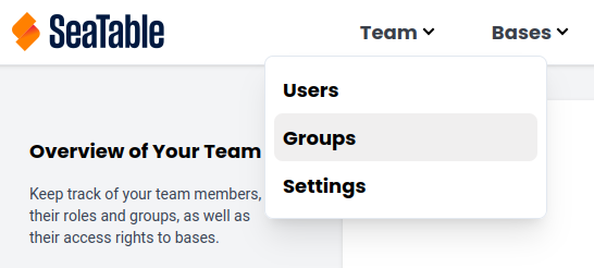 Wechseln Sie in die Teamverwaltung und öffnen Sie den Bereich Gruppen
