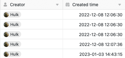 Столбцы “Создатель и Созданный” после создания пользователя