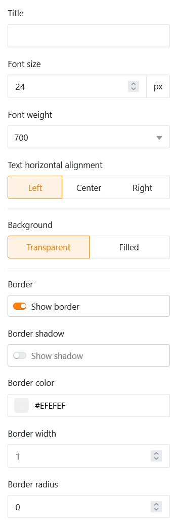 Настройки элементов для контейнеров на настраиваемых страницах