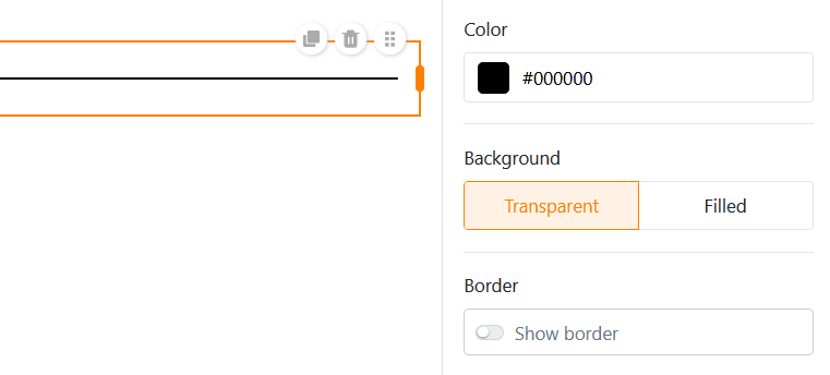 Настройки элементов для строк на настраиваемых страницах