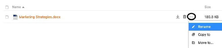 Cambiar el nombre de un archivo en Gestión de archivos