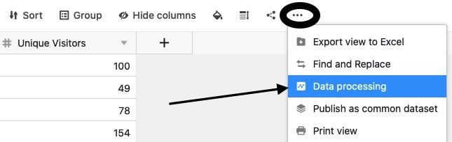Crear una acción de tratamiento de datos
