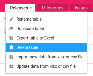 Delete a table from a base