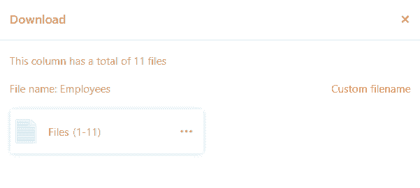 Ventana de diálogo para descargar todos los archivos