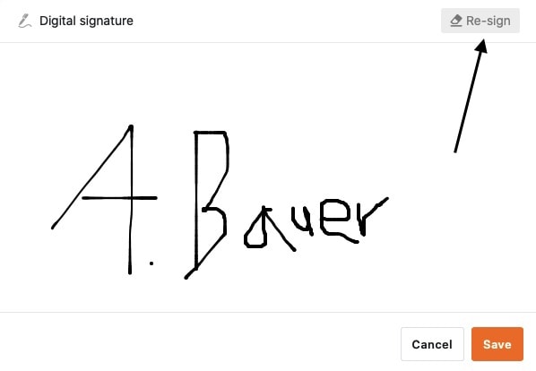 Firmar de nuevo en el panel de firma