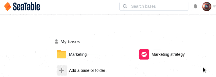Mover una base a una carpeta mediante el menú contextual