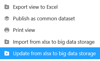 Actualizar datos en almacenamiento de big data con archivo Excel