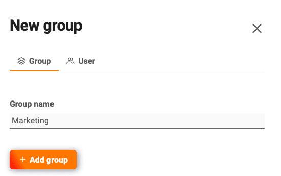 Nombre del grupo recién creado