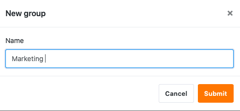 Nombre del grupo recién creado