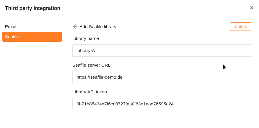 Confirmar y completar la integración de la biblioteca Seafile