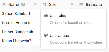 Coloring with rules or according to values